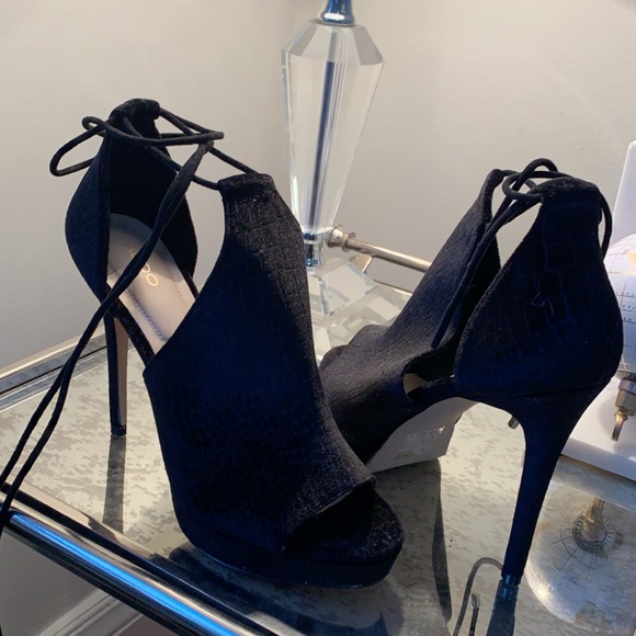 Aldo Tilley Heel in Snakeskin Black Suede NWT - Picture 6 of 8